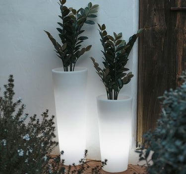 Macetero redondo con luz FICUS