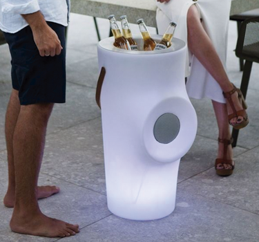 Botellero iluminado con altavoz Woody